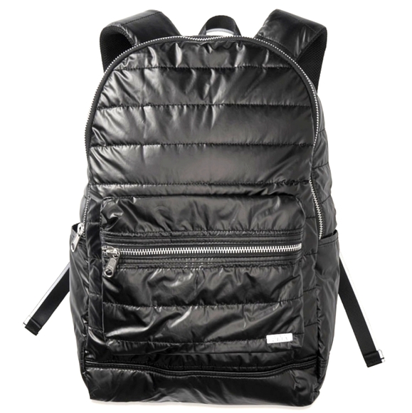 PINK Victoria's Secret Handbags - Victoria's Secret PINK Quilted Taffeta Black Campus Backpack NWT